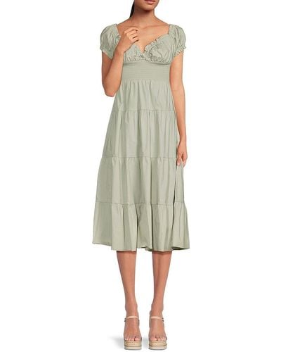WeWoreWhat Smocked Midi Tiered Dress - Green
