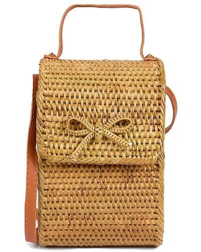 Collection 18 Weave Rattan Phone Crossbody Bag - Natural