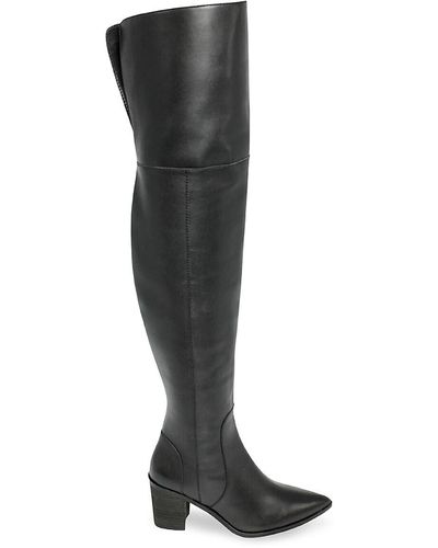 Charles David Elda Point Toe Over The Knee Boots - Black