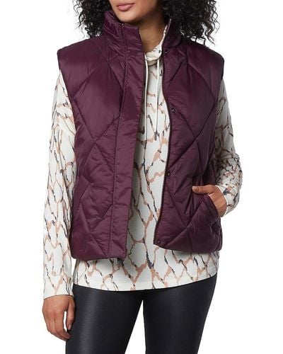 Andrew Marc Diamond Quilted Puffer Vest - Purple