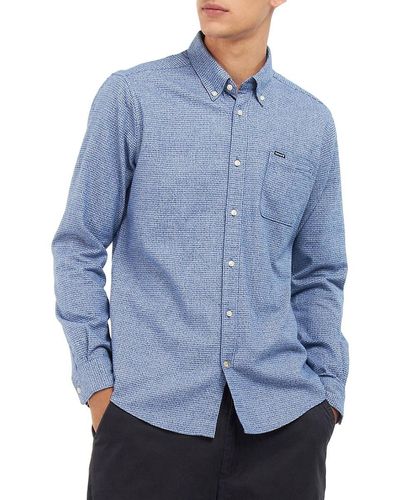 Barbour Robfell Graph Check Chambray Button Down Shirt - Blue