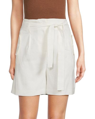 Calvin Klein Linen Blend Belted Shorts - White
