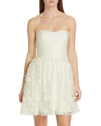 ML Monique Lhuillier Strapless Tulle Babydoll Mini Dress - White