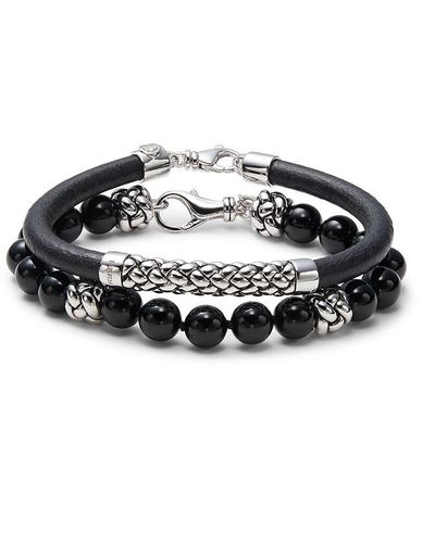 Effy 2-piece Sterling Silver & Onyx Bracelet Set - Metallic