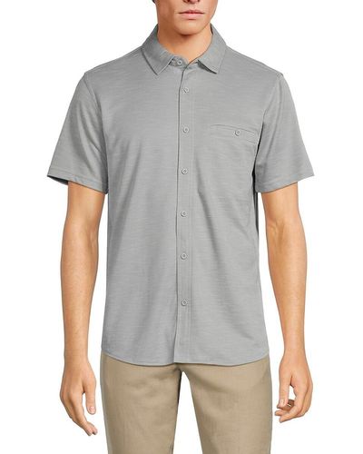 Saks Fifth Avenue 'Short Sleeve Shirt - Grey