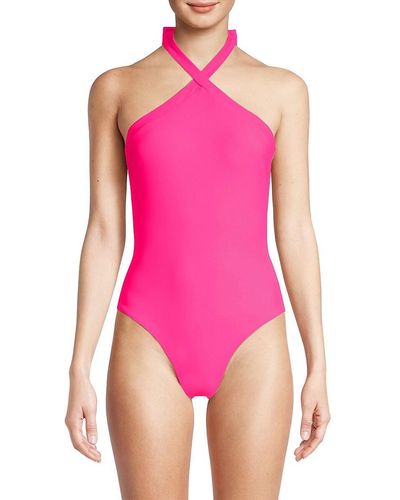 MILLY Halter One-piece Swimsuit - Pink
