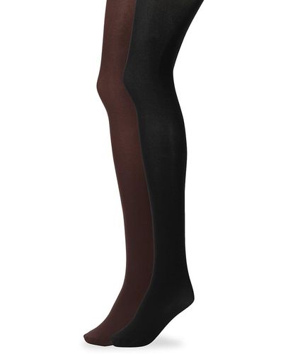 Hue Control Top Tights/two Pack - Black