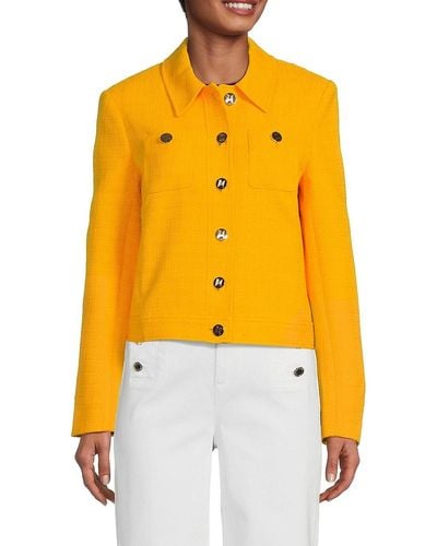 Karl Lagerfeld Textured Cropped Jacket - Yellow