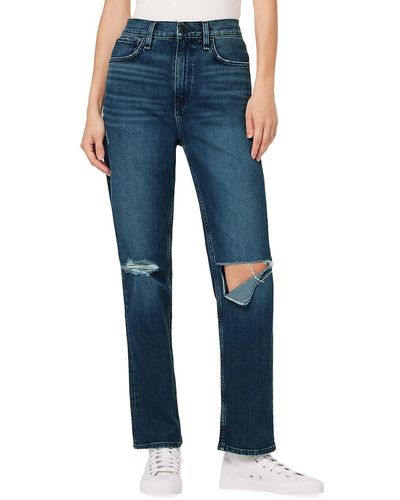 Hudson Jeans Jade High Rise Stretch Distressed Loose Fit Jeans - Blue