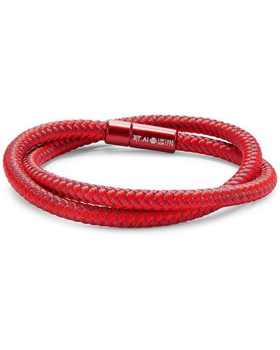 Tateossian Duo Tone Round-rt Nylon & Aluminum Braided Wrap Bracelet - Red