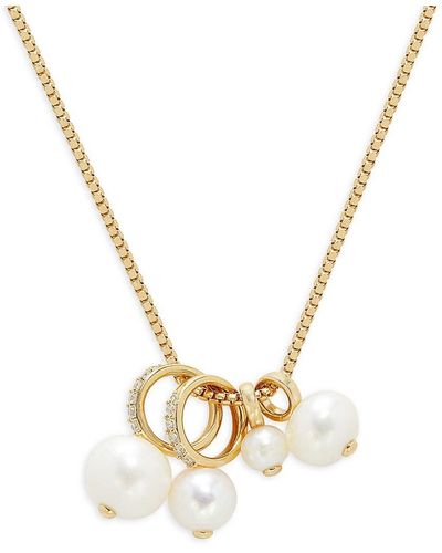 Adriana Orsini Nectar 18K Goldplated Cluster, 5-8Mm Round Freshwater Pearl & Cubic Zirconia Pendant Necklace - Metallic