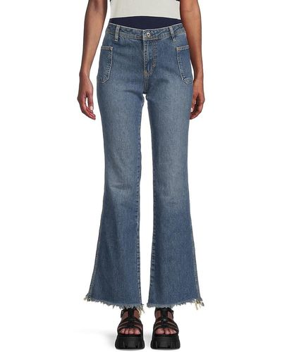 Free People Izzy Mid Rise Flared Jeans - Blue
