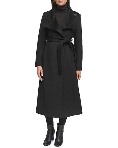 Kenneth Cole Belted Maxi Wool Coat - Black