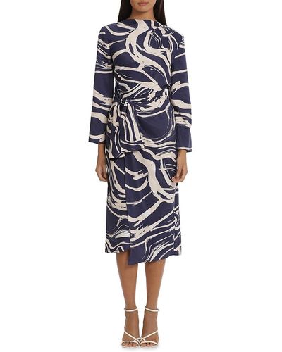 Donna Morgan Abstract Asymmetric Midi Dress - Blue