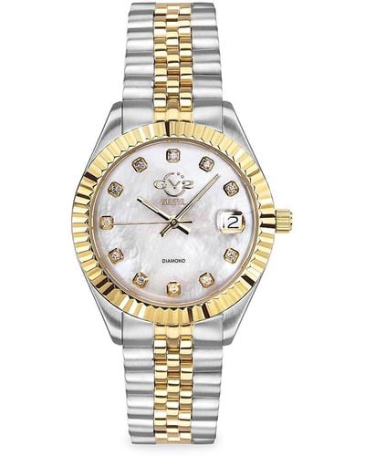 Gv2 Naples Two-tone Stainless Steel, Mother-of-pearl & Diamond Bracelet Watch - Natural