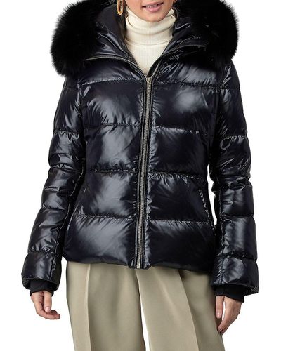 Gorski Après Ski Fox Fur Trim Down Puffer Jacket - Black