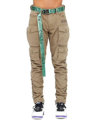 Cult Of Individuality Slim Fit Belted Cargo Pants - Green