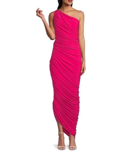 Norma Kamali Diana Ruched One Shoulder Gown - Pink