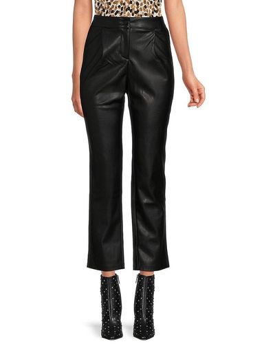 Ellen Tracy Faux Leather Cropped Pants - Black