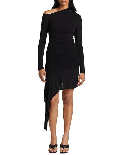 Helmut Lang Scala Draped Asymmetric Mini Dress - Black