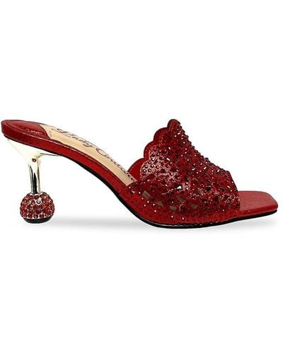 Lady Couture Fairy Studded Scallop Metallic Sandals - Red