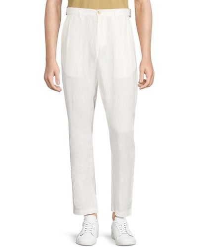 Onia Linen Flat-front Pants - White