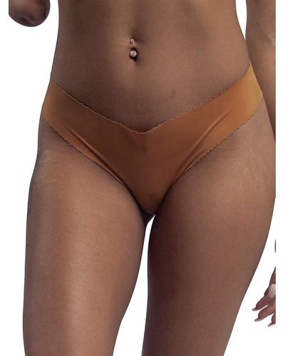 Nude Barre Scalloped Thong - Brown