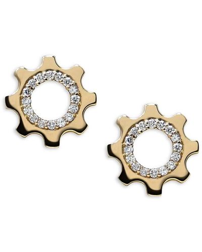 Anzie Jac+jo 14k Gold & 0.16 Tcw Diamond Cog Earrings - Metallic