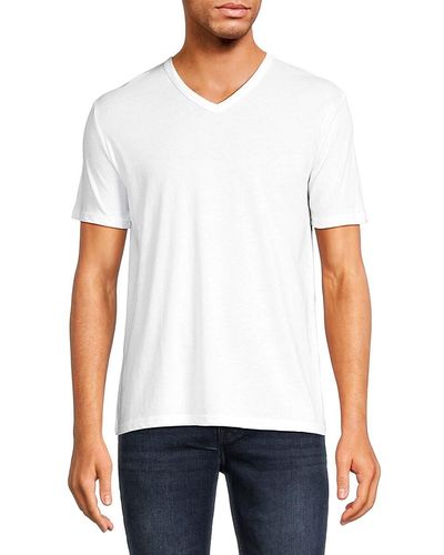 Saks Fifth Avenue Solid V Neck Tee - White