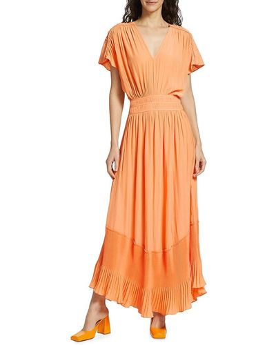 Ramy Brook Cymone Pleated Maxi Dress - Orange