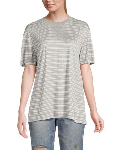 RTA Kendry Stripe Crewneck T Shirt - Gray