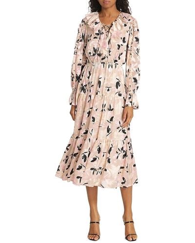 Tahari The Bella Floral Silk Blend Midi Dress - Natural