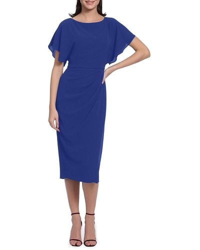 Maggy London Boatneck Dolman Sleeve Midi Dress - Blue