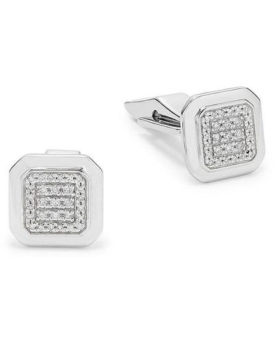 Saks Fifth Avenue Sterling Silver & 0.2 Tcw Diamond Cufflinks - White