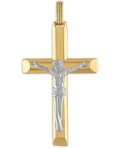 Esquire Two Tone 14K Goldplated & Sterling Tone Crucifix Pendant Necklace - Metallic