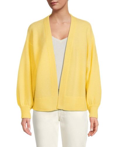 NAADAM Drop Shoulder Cashmere Open Front Cardigan - Yellow