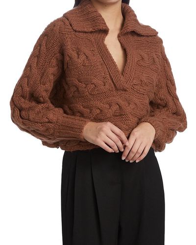 Alejandra Alonso Rojas Hand Knit Cashmere & Wool Sweater - Brown