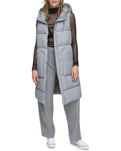 Andrew Marc Kerr Long Quilted Puffer Vest - Grey