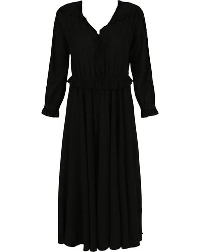 Bottega Veneta Georgette Fit & Flare Dress - Black