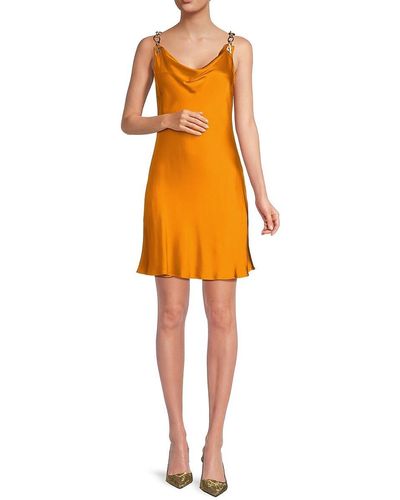 Cult Gaia Nerida Cowlneck Silk Blend Mini Dress - Orange