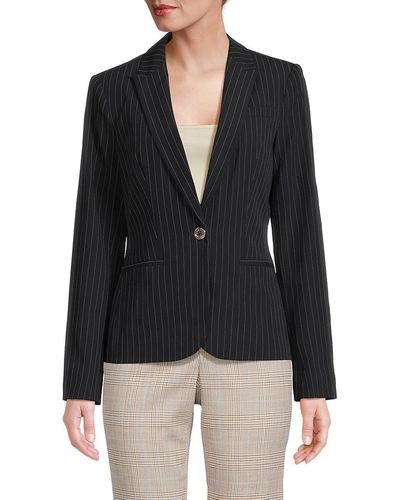 Tommy Hilfiger Pinstriped Single Button Blazer - Black