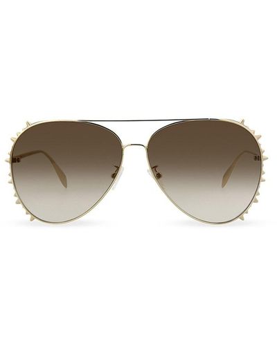 Alexander McQueen 63Mm Studded Aviator Sunglasses - Metallic