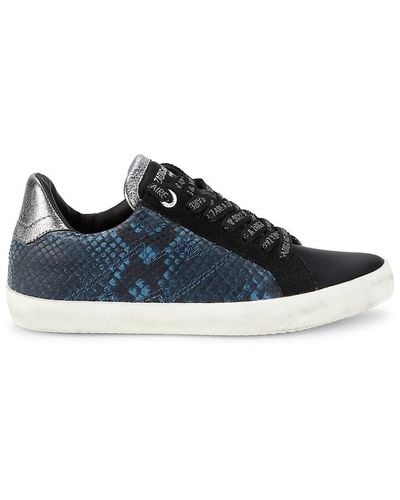 Zadig & Voltaire Used Wild Snakeskin Embossed Leather Sneakers - Blue