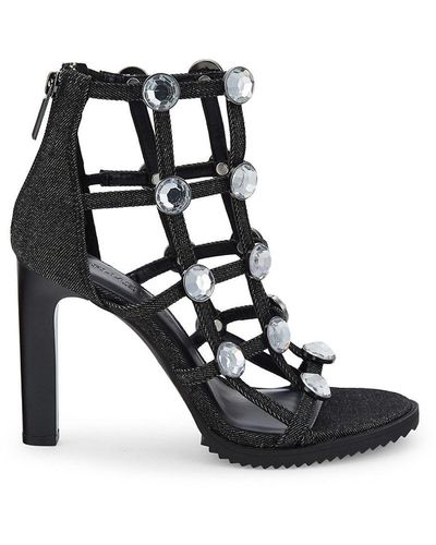 Karl Lagerfeld Beatriz Faux Crystals Heel Sandals - Black