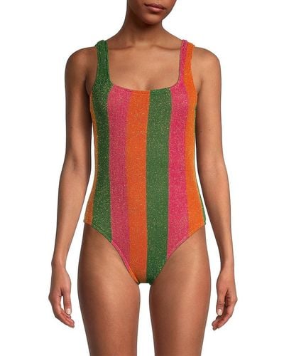 FARM Rio R22 Shimmering Striped One-piece Swimsuit - Red