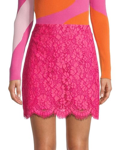MILLY Fiore Floral Lace Mini Skirt - Pink