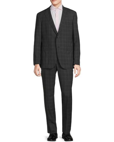 Samuelsohn Glen Plaid Wool Suit - Black