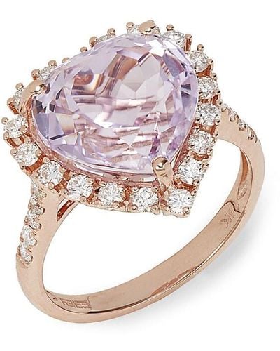 Effy 14K Rose, Kunzite & Diamond Heart Ring - Pink