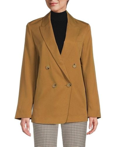 Vince Double Breasted Oversized Blazer - Brown