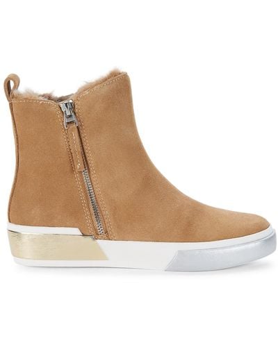 Dolce Vita Zucca Faux Fur-lined Suede Sneakers - Brown